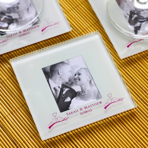 Personalized Frosted Glass Photo Coaster Wedding Favours